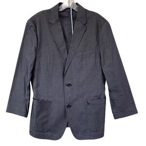 Hazzys Denim Blue Sport Jacket Blazer Mens Size L 105 Lots of Pockets Casual